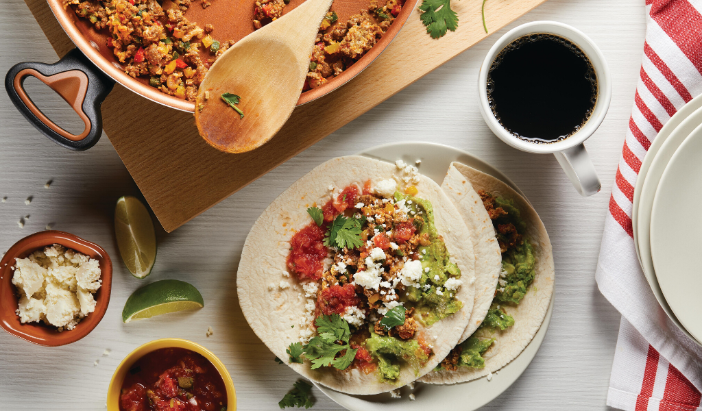 Spicy Stir-Fried Chorizo and Veggie Breakfast Tacos