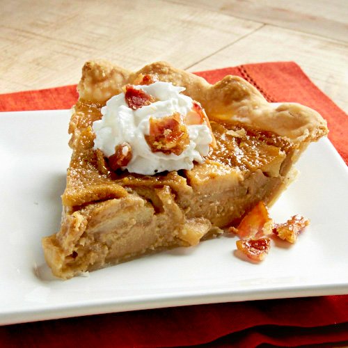 Butterscotch Apple Pie with Candied Bacon Sprinkles