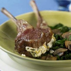 Rosemary and Lemon Australian Lamb Rack with Mushrooms and Spinach