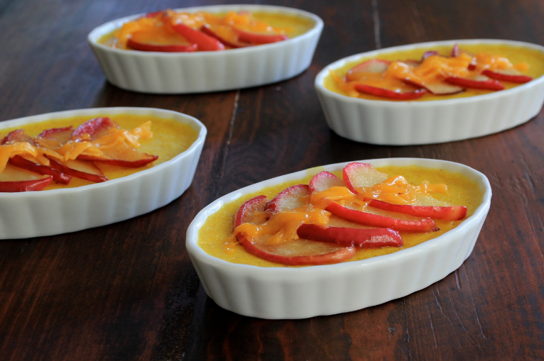 Cheddar Topped Savory Butternut Squash and Apple Crème Brûlée