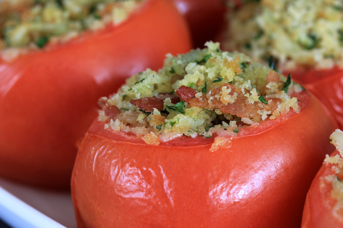 Gruyere and Pancetta Stuffed Tomatoes