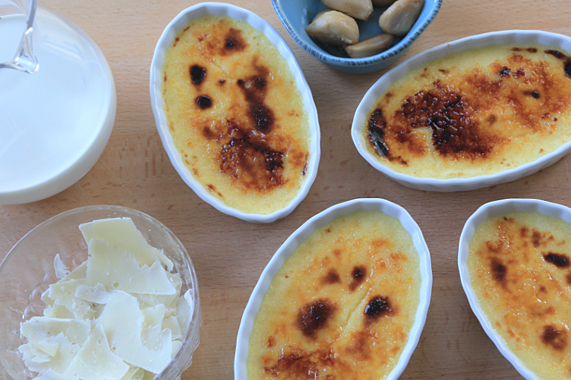 Roasted Garlic and Parmesan Crème Brûlée