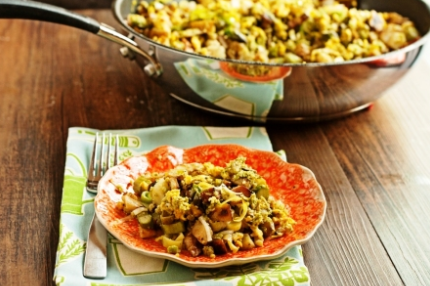 Springtime Egg and Ham Hash with Garlic Scape Pesto
