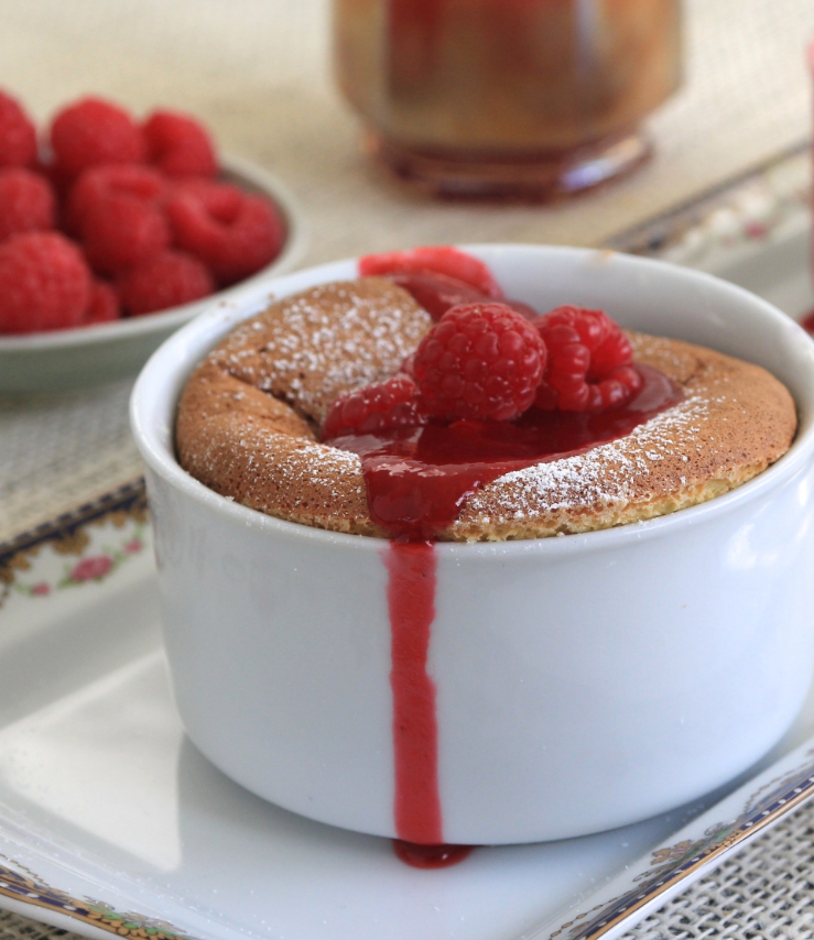 Grand Marnier Soufflé with Raspberry Sauce
