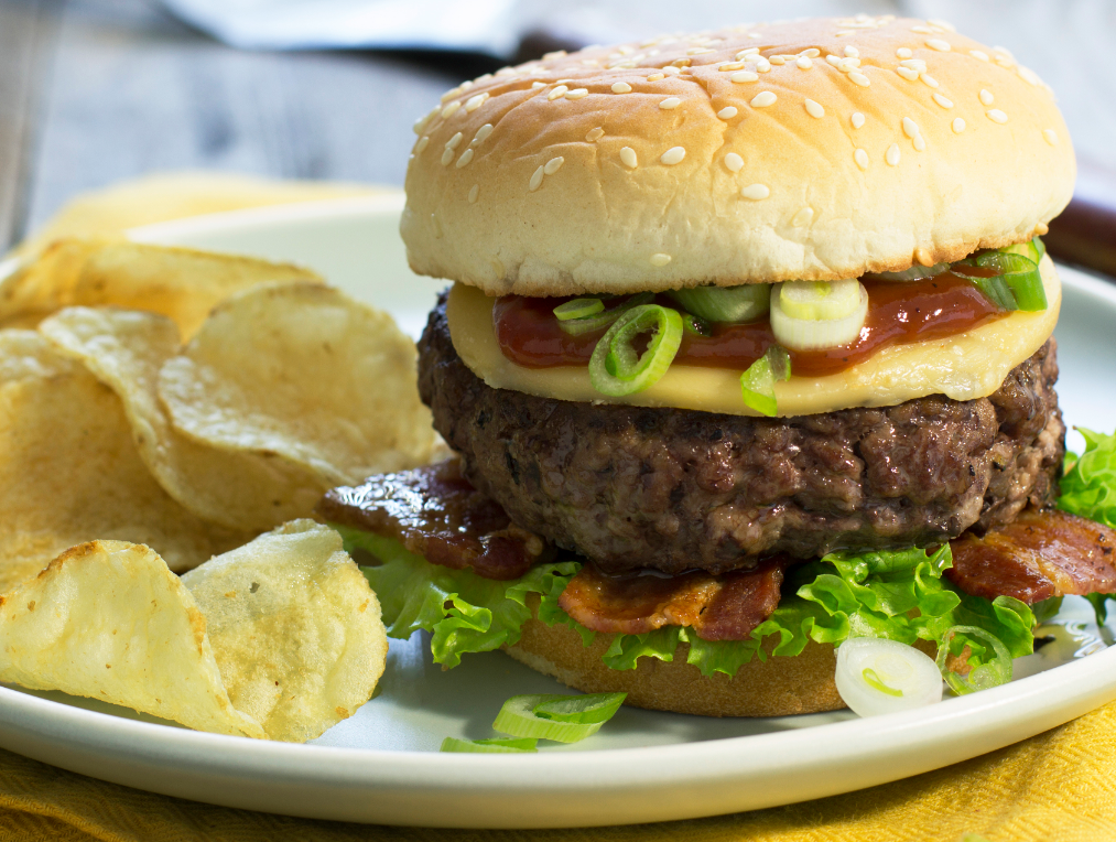 Rodeo Burger with Barbecue Sauce and Bacon