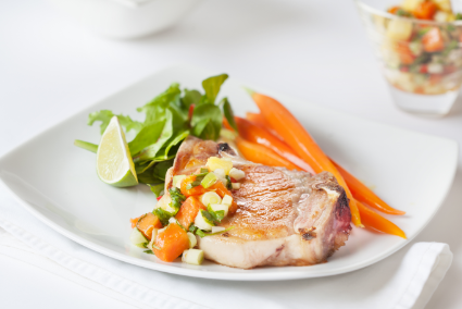 Pork Chops with Pineapple and Papaya Salsa