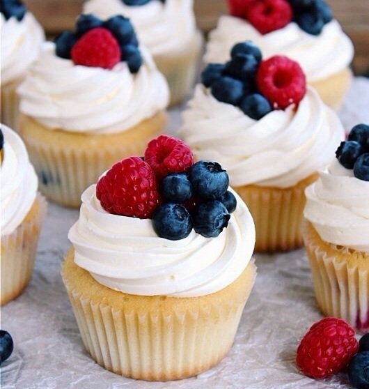Red, White and Blueberry Cupcakes