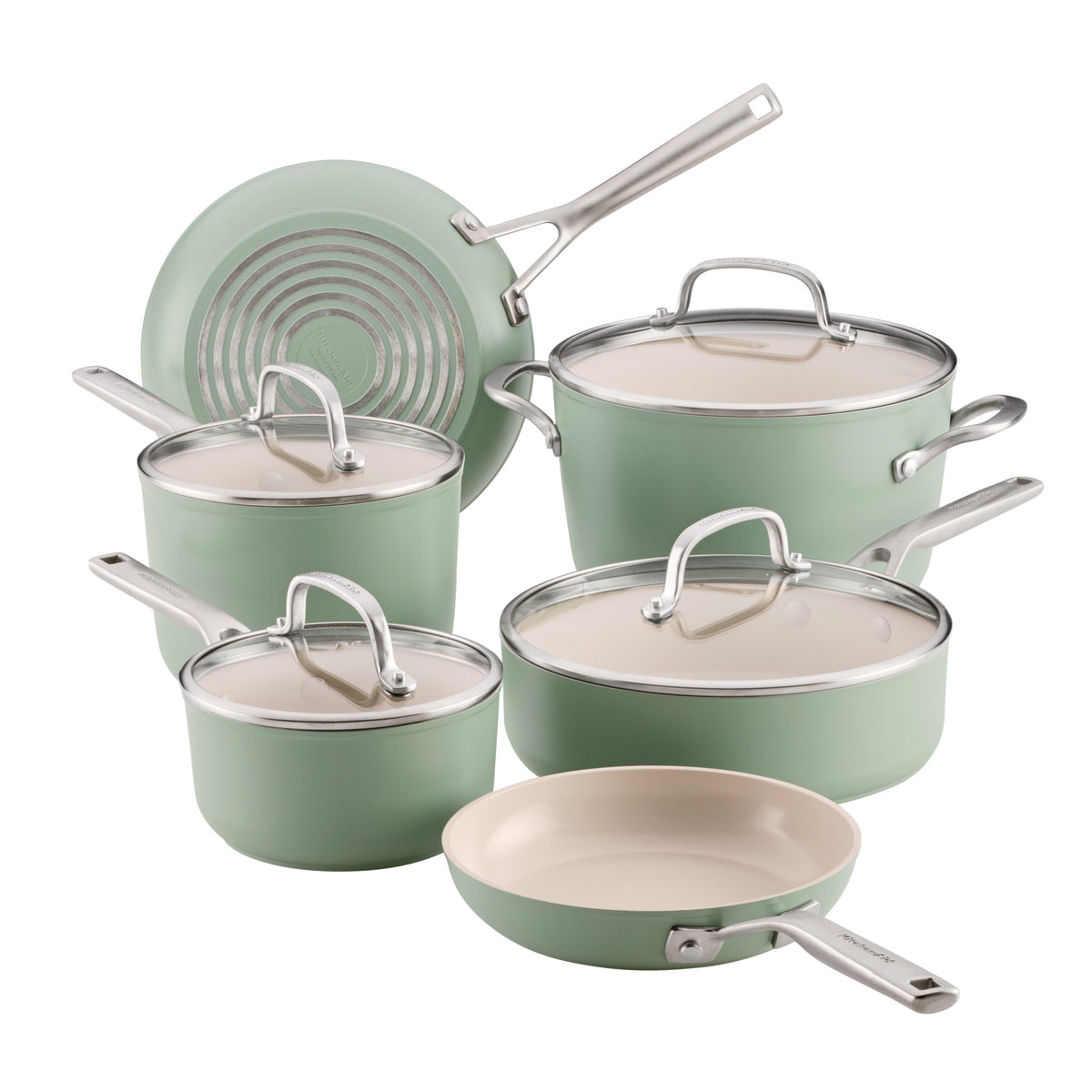 10-Piece Hard-Anodized Ceramic Induction Nonstick Cookware Set