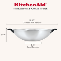Stainless Steel 5-Ply Clad 15-Inch Wok