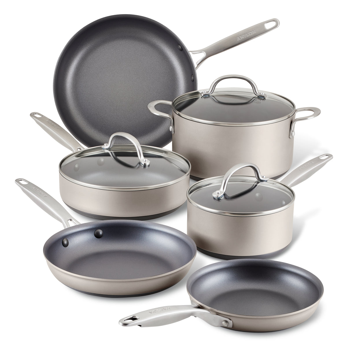 9-Piece Hard Anodized Nonstick Cookware | Silver
