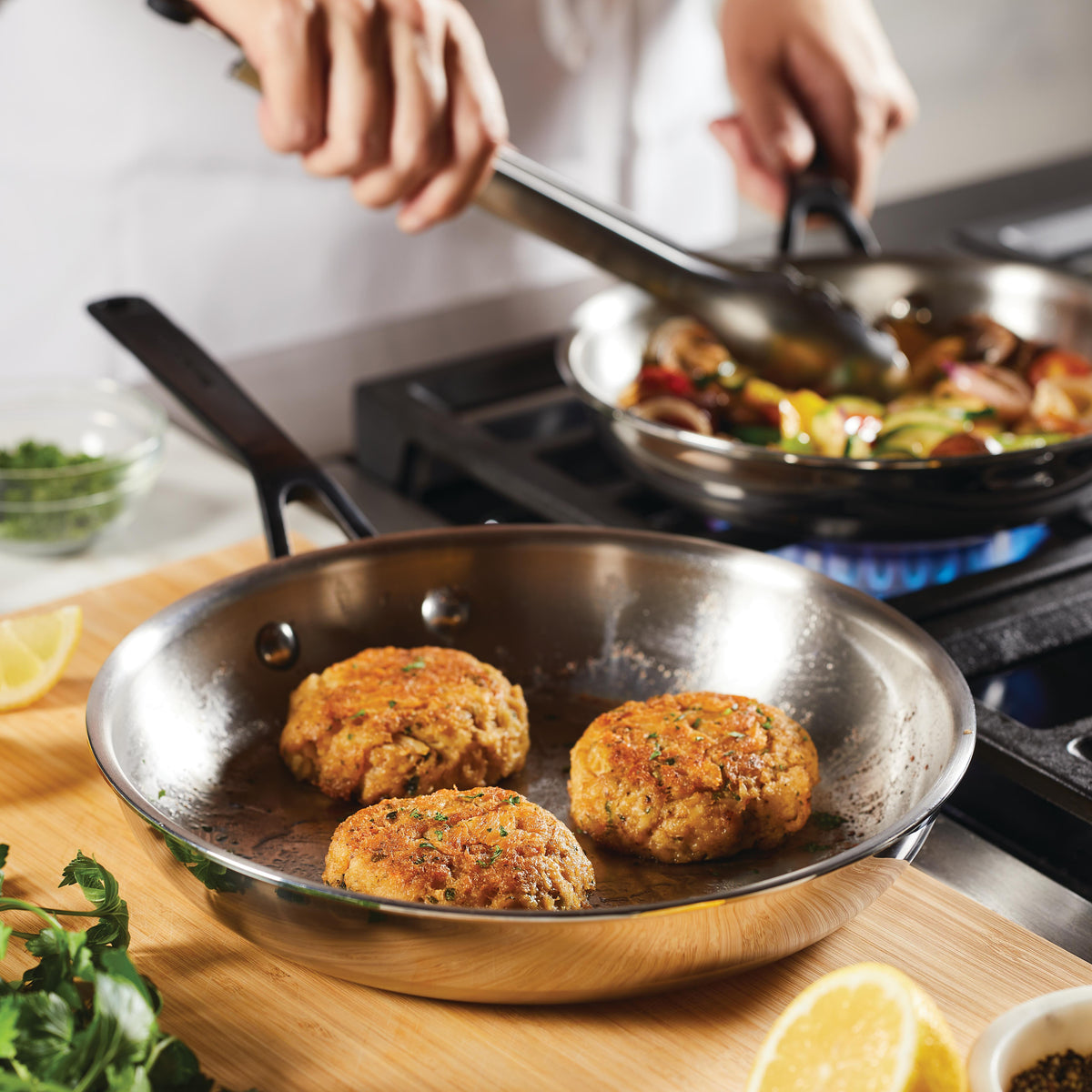 Stainless Steel 5-Ply Clad 2-Piece Frying Pan Set