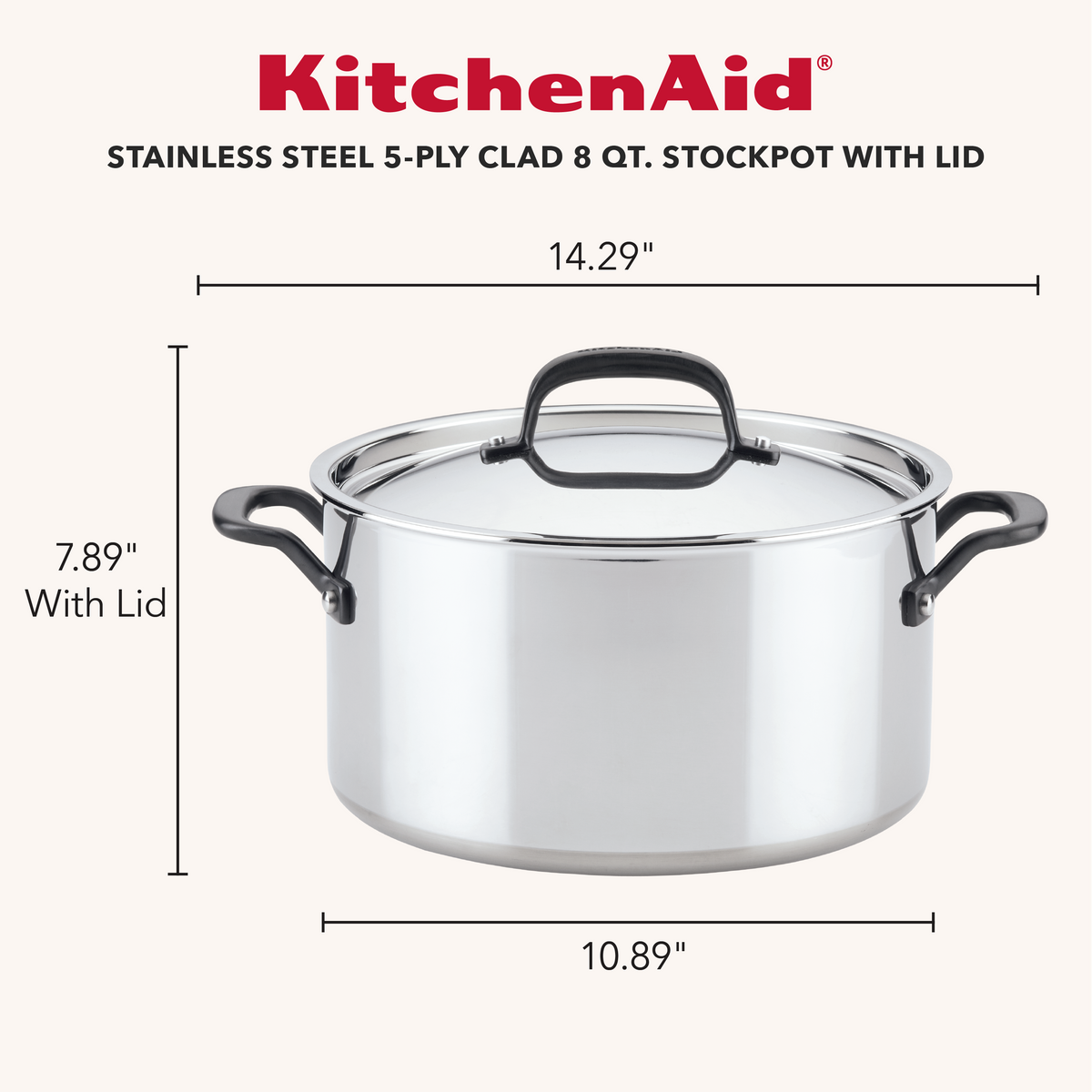 Stainless Steel 5-Ply Clad 8-Quart Stockpot with Lid