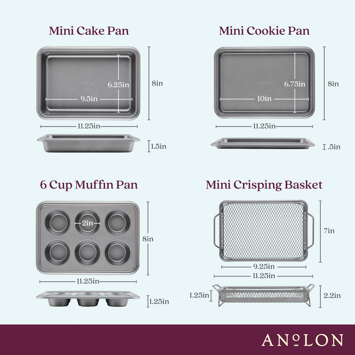 Advanced Bakeware 4-Piece Toaster Oven Nonstick Bakeware Set