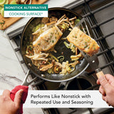 Performs like nonstick with repeated use and seasoning
