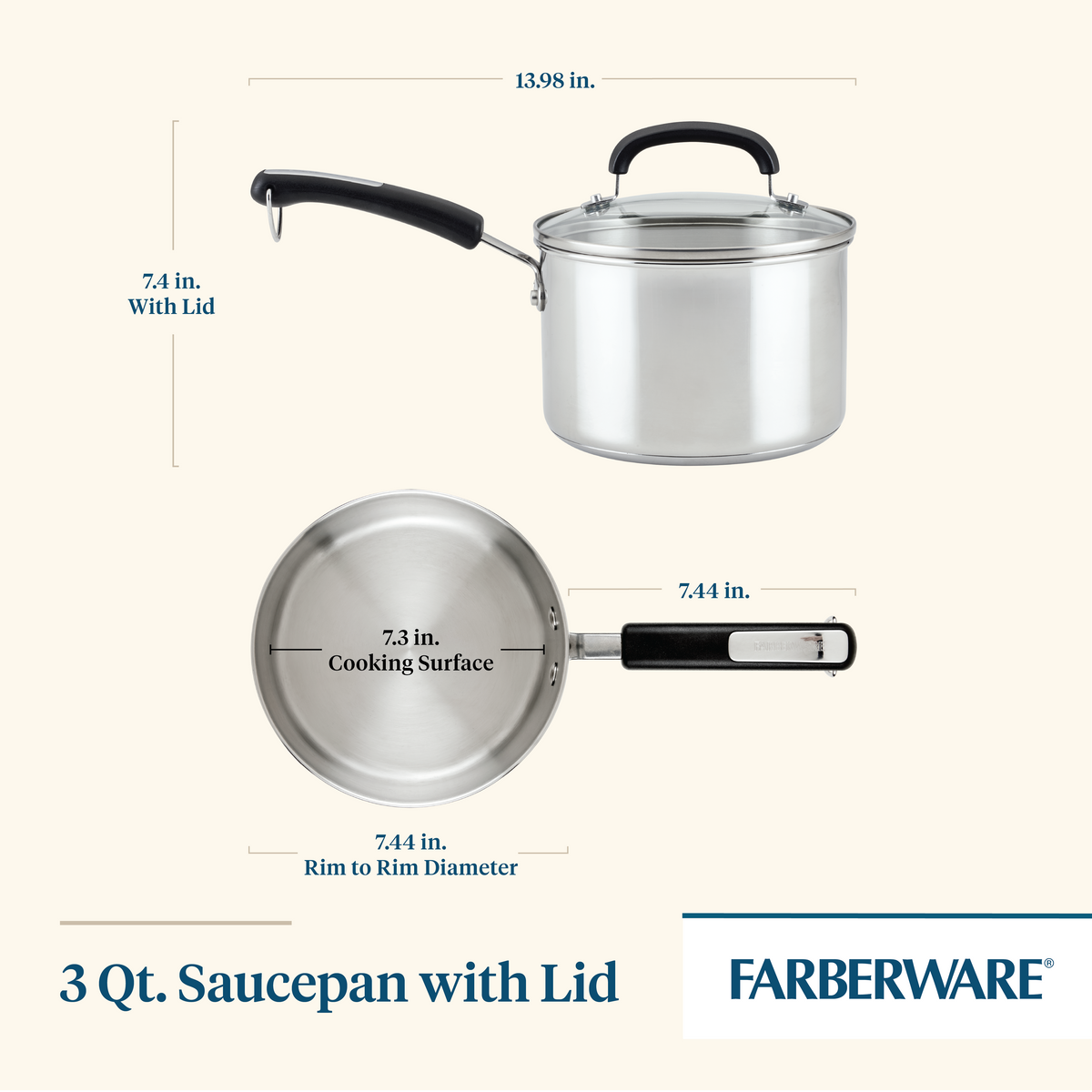 Brilliance 3-Quart Stainless Steel Saucepan