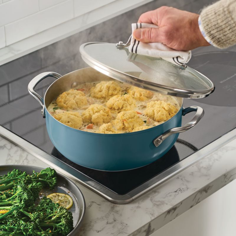 Color-Finished Stainless Steel 3-Ply Base 4-Quart Casserole with Lid