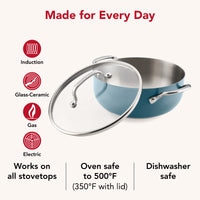 Color-Finished Stainless Steel 3-Ply Base 4-Quart Casserole with Lid
