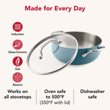 Color-Finished Stainless Steel 3-Ply Base 4-Quart Casserole with Lid