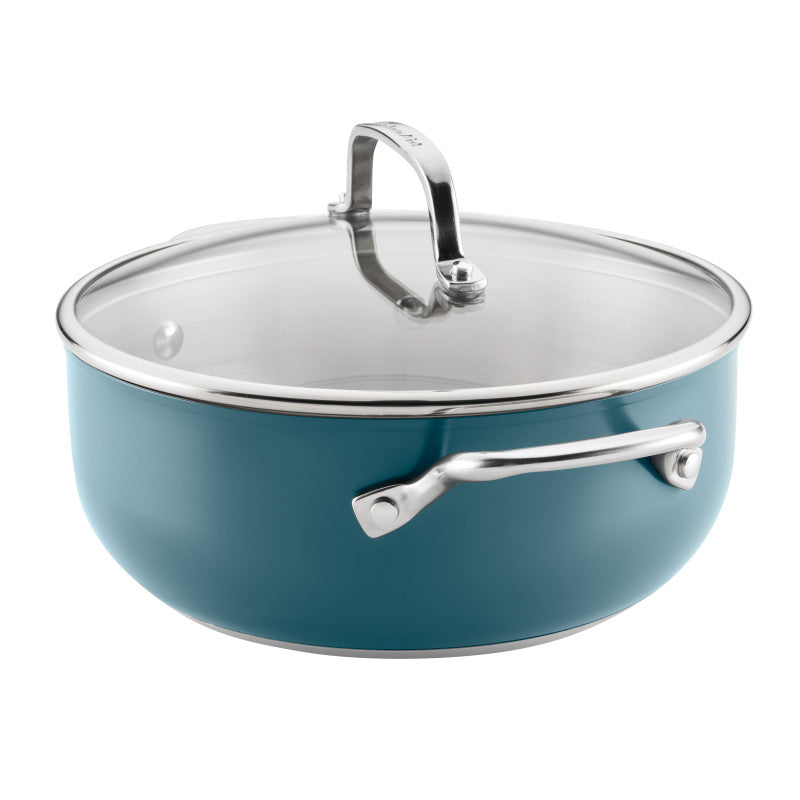 Color-Finished Stainless Steel 3-Ply Base 4-Quart Casserole with Lid