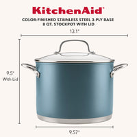 Color-Finished Stainless Steel 3-Ply Base 8-Quart Stockpot