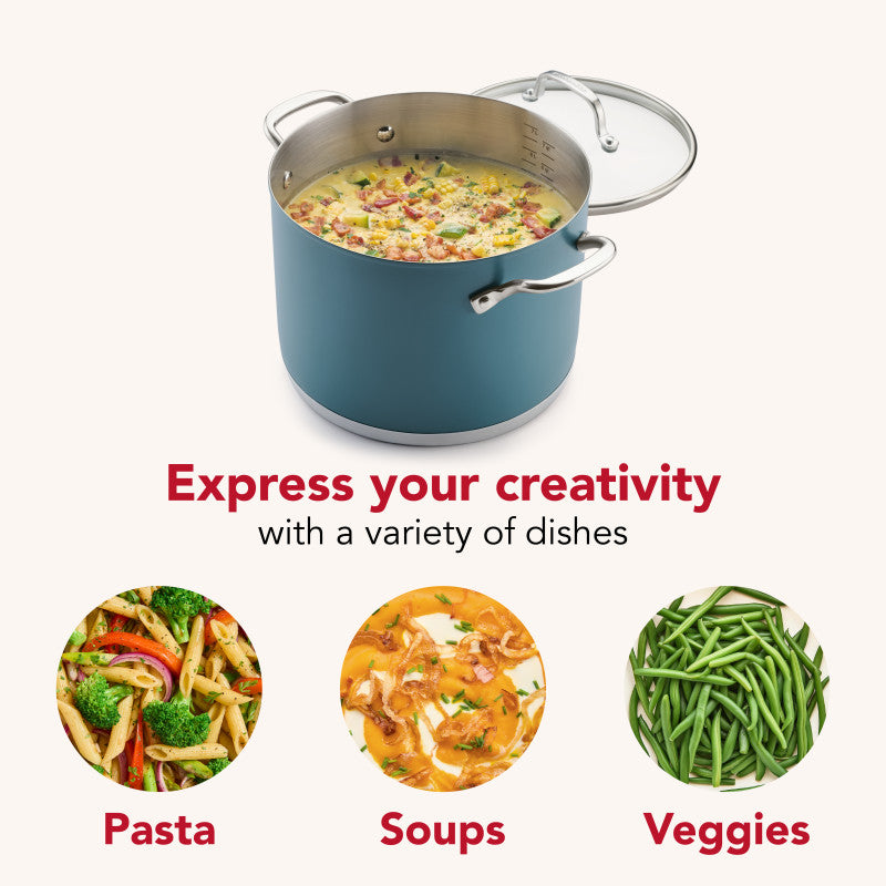 Color-Finished Stainless Steel 3-Ply Base 8-Quart Stockpot