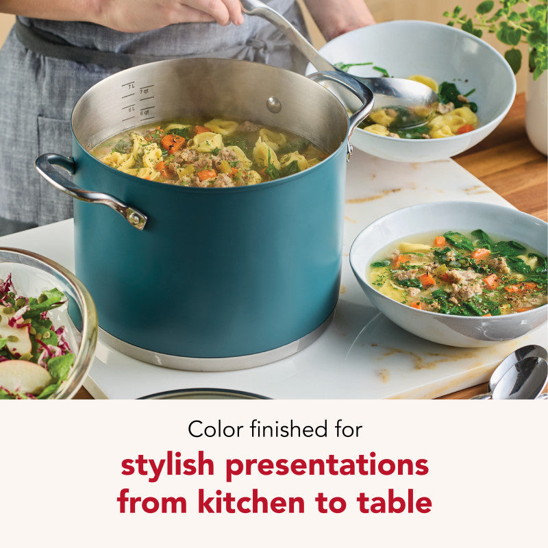 Color-Finished Stainless Steel 3-Ply Base 8-Quart Stockpot