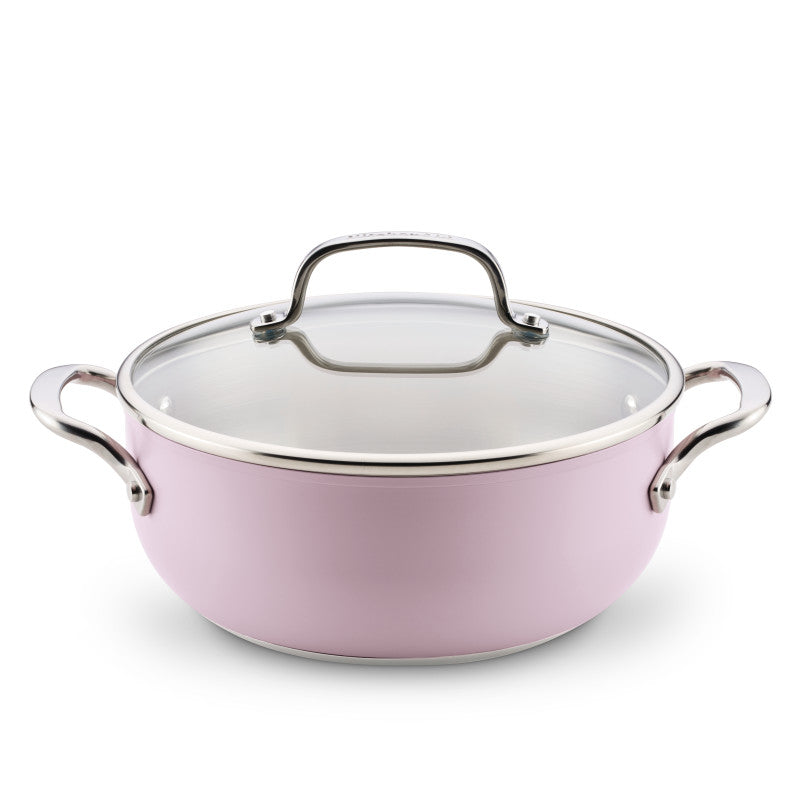 Color-Finished Stainless Steel 3-Ply Base 4-Quart Casserole with Lid