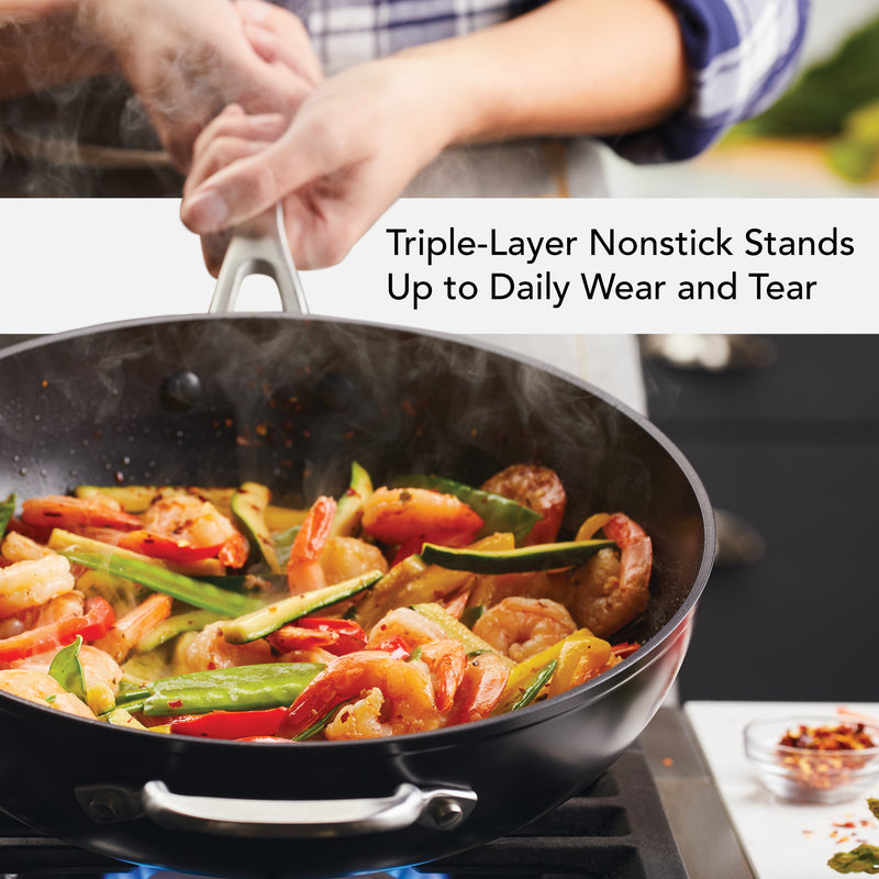 12.25-Inch Nonstick Stir Fry Pan with Helper Handle