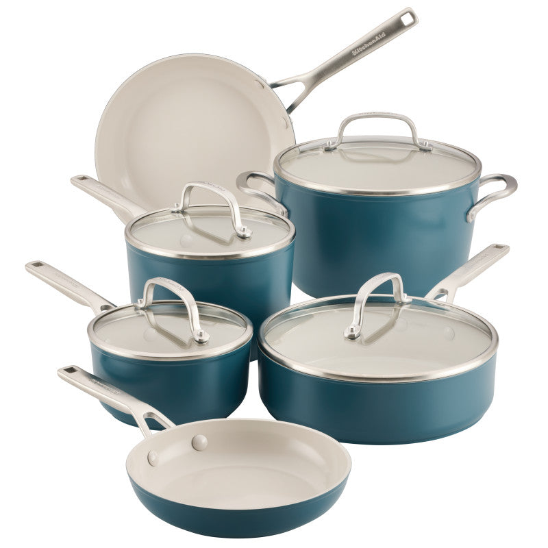 10-Piece Hard-Anodized Ceramic Induction Nonstick Cookware Set