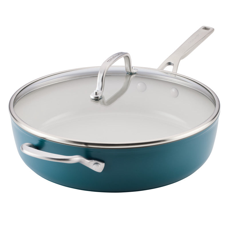5-Quart Hard-Anodized Ceramic Induction Nonstick Saute Pan with Lid and Helper Handle