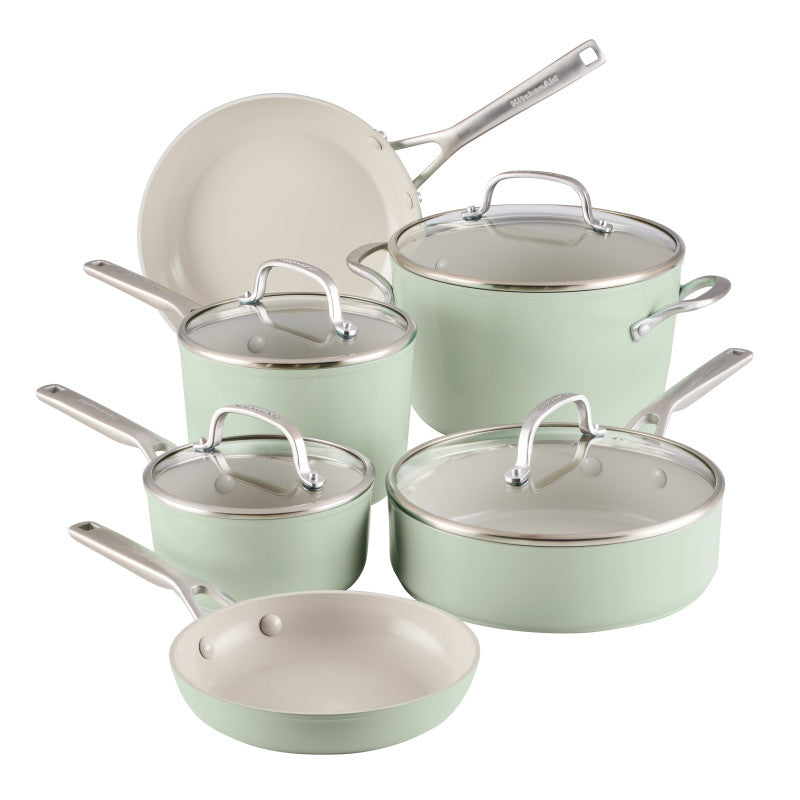10-Piece Hard-Anodized Ceramic Induction Nonstick Cookware Set