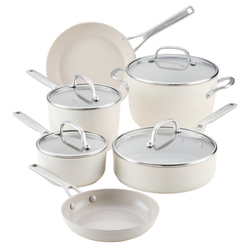 10-Piece Hard-Anodized Ceramic Induction Nonstick Cookware Set
