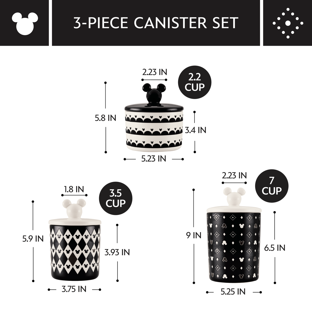 3 Piece Set of Ceramic Jar with Airtight Lids