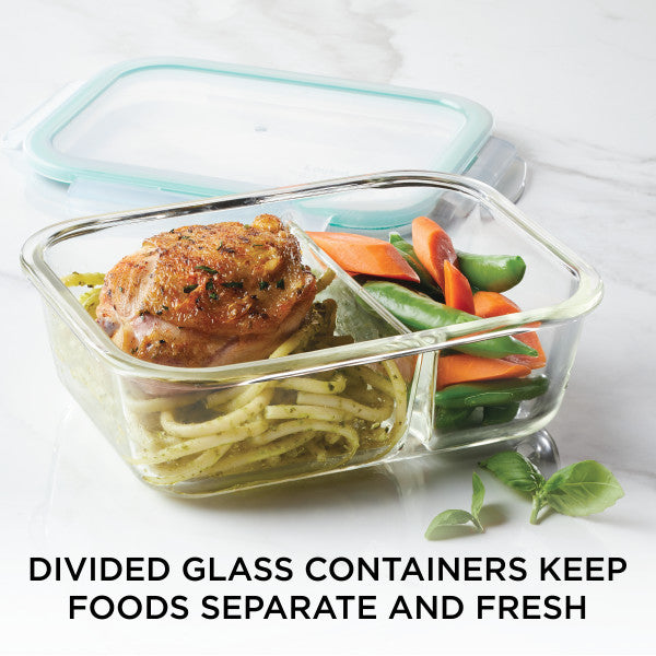 Airtight-Leakproof Divided Borosilicate Glass Food Storage 24-Ounce