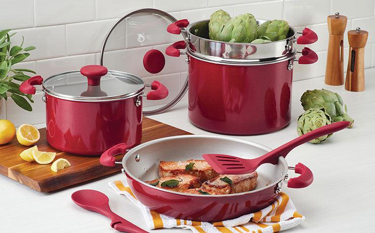 Rachael Ray Nitro Cast Iron Skillet 12-in ,Red