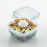 Salad Container with Removable Tray and Dressing Cup