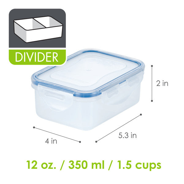 Set of 6-12-Oz. Divided Rectangular Food Storage Containers