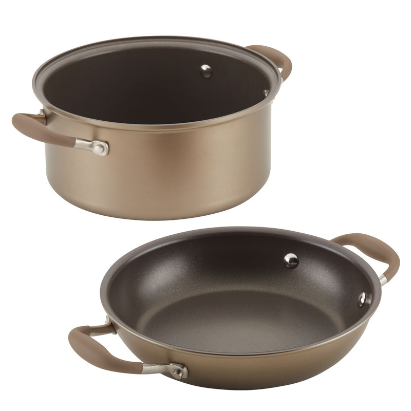 Anolon Advanced Home Hard-Anodized Nonstick Frying Pan Set, 2-Piece, Bronze  