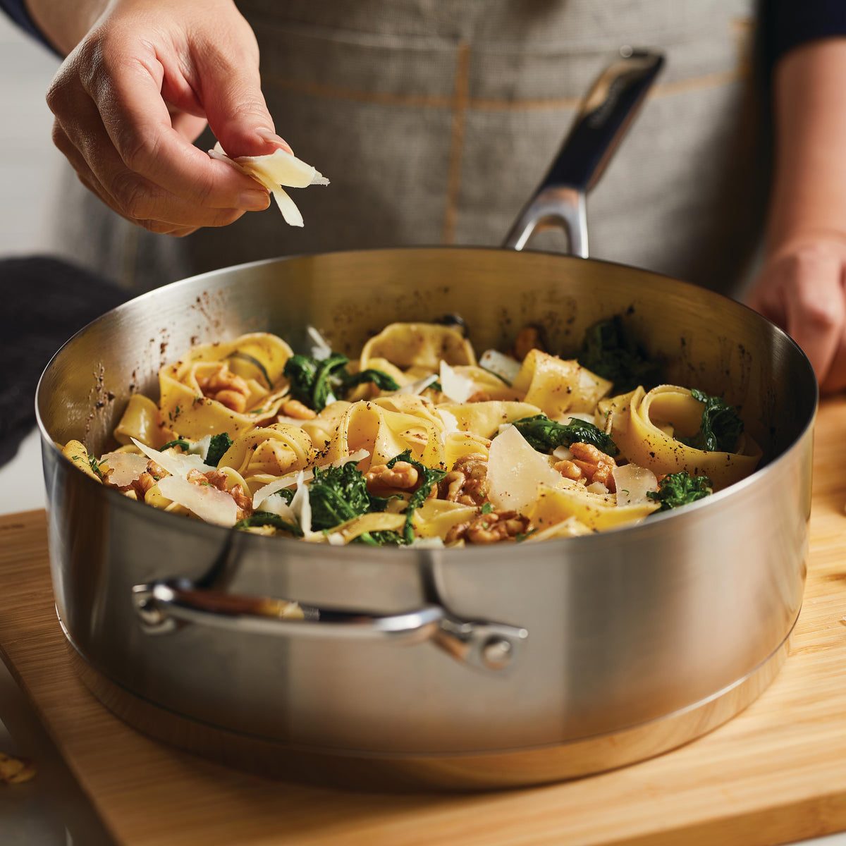 Stainless Steel 3-Ply Base 4.5-Quart Deep Sauté Pan with Helper Handle and Lid