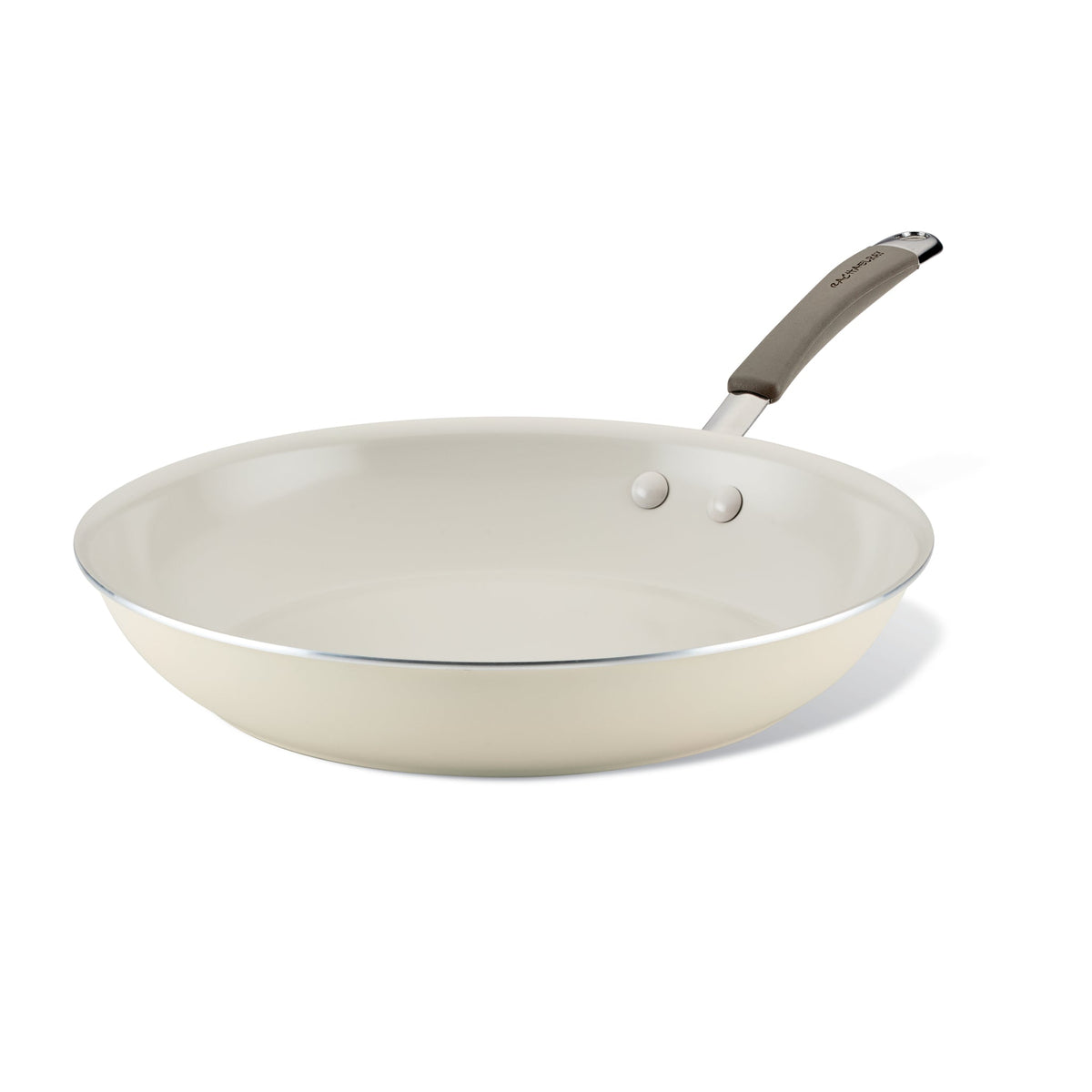 Introducing the Cucina Ceramic Nonstick Frying Pan, a premium kitchen essential in white, featuring a stylish gray handle and a nonstick surface for vibrant and enjoyable cooking experiences.
