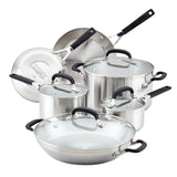 Stainless Steel Cookware Induction Pots and Pans Set, 10-Piece, Brushed Stainless Steel