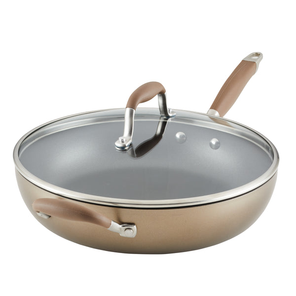 Fingerhut - Anolon Advanced Pewter 10 and 12 Nonstick Hard Anodized  Aluminum French Skillets Set