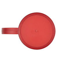 Bottom view of the red French press base and handle