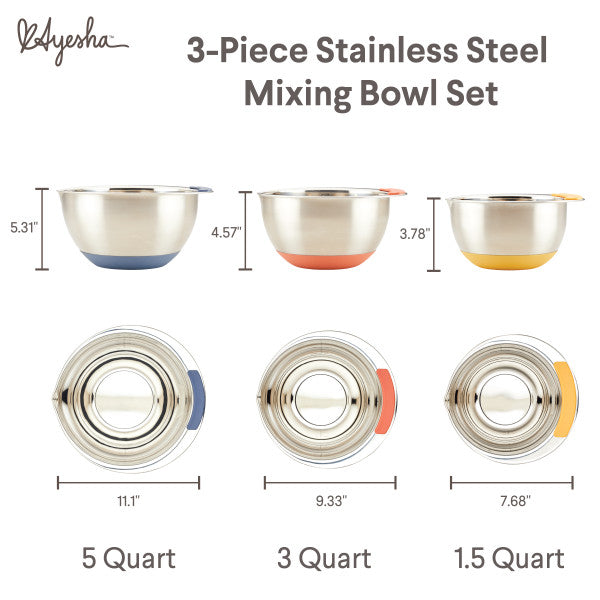 Stainless Steel 3-Piece Nesting Mixing Bowls Set