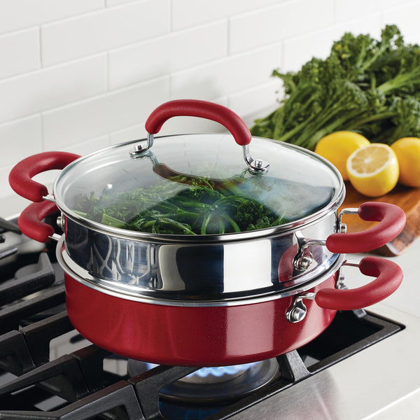 Create Delicious 3-Quart Hard Anodized Nonstick Induction Steamer Set