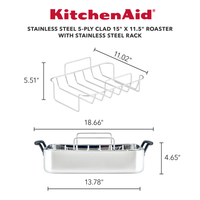 Stainless Steel 5-Ply Clad Roaster with Removable Rack