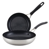 2-Piece Stainless Steel and Hybrid Nonstick Frying Pan Set