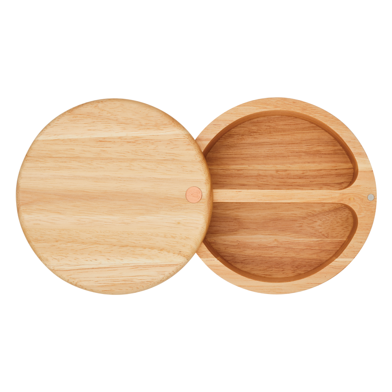Round Wooden Salt and Spice Box with 2 Compartments
