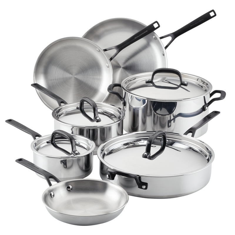 11-Piece 5-Ply Clad Stainless Steel Cookware Set
