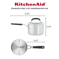 Stainless Steel 2-Quart Saucepan with Measuring Marks and Lid